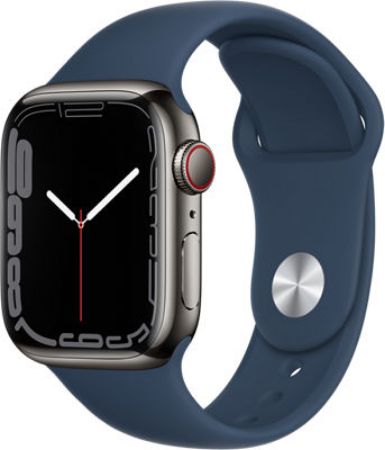 Picture of APPLE WATCH SERIES 7 41MM GRAPHITE STAINLESS STEEL CASE W/ ABYSS BLUE SPORT BAND
